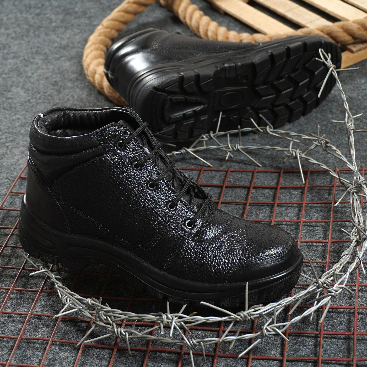 PILLAA-  Black Leather Boots for Men.