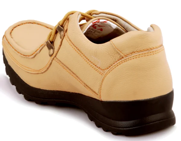 Pillaa Beige Premium Quality Genuine Leather Casual Shoes Outdoor For Men