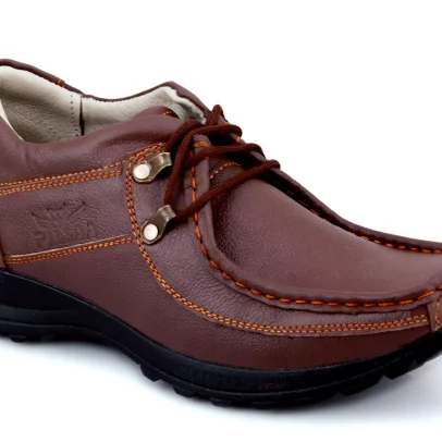 Pillaa Brown Premium Quality Genuine Leather Casual Shoes Outdoor For Men