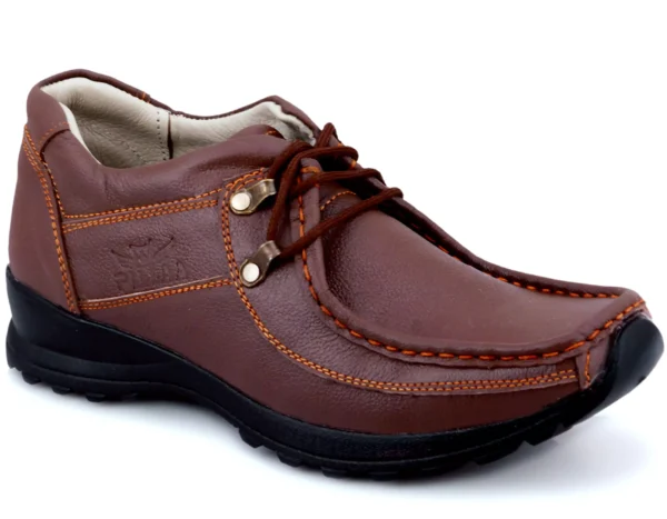 Pillaa Brown Premium Quality Genuine Leather Casual Shoes Outdoor For Men