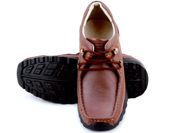 Pillaa Brown Premium Quality Genuine Leather Casual Shoes Outdoor For Men