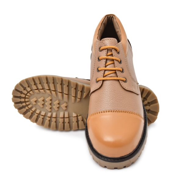 Pillaa Beige Premium Quality Genuine Leather Casual Shoes Lace Up Derby For Men