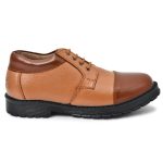 Pillaa  Tan Premium Quality Genuine Leather Casual Shoes Up Lace Derby For Men