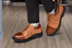 Pillaa  Tan Premium Quality Genuine Leather Casual Shoes Up Lace Derby For Men