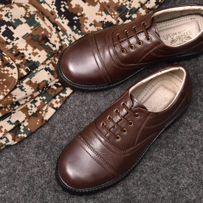 Pillaa Brown Premium Quality Genuine Leather Formal Oxford Police Shoes with Steel Toe For Men