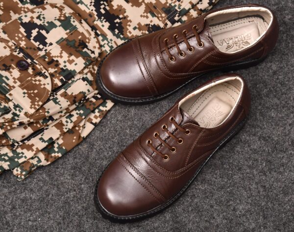 Pillaa Brown Premium Quality Genuine Leather Formal Oxford Police Shoes with Steel Toe For Men