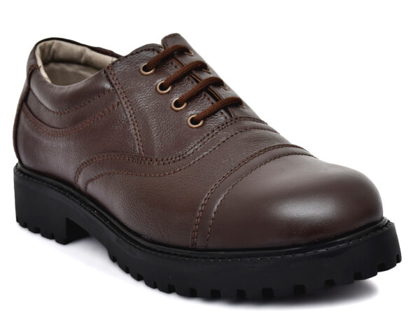 Pillaa Brown Premium Quality Genuine Leather Formal Oxford Police Shoes with Steel Toe For Men