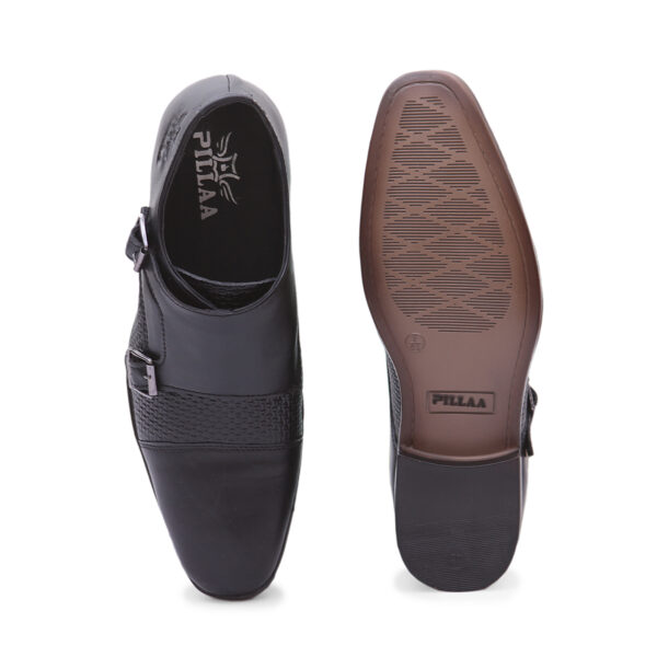 Black Buckle-Up Shoes For Men