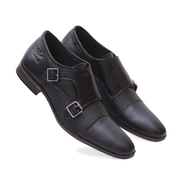 Black Buckle-Up Shoes For Men