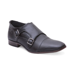 Black Buckle-Up Shoes For Men