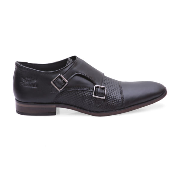 Black Buckle-Up Shoes For Men