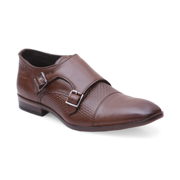 Brown Buckle-Up Shoes For Men