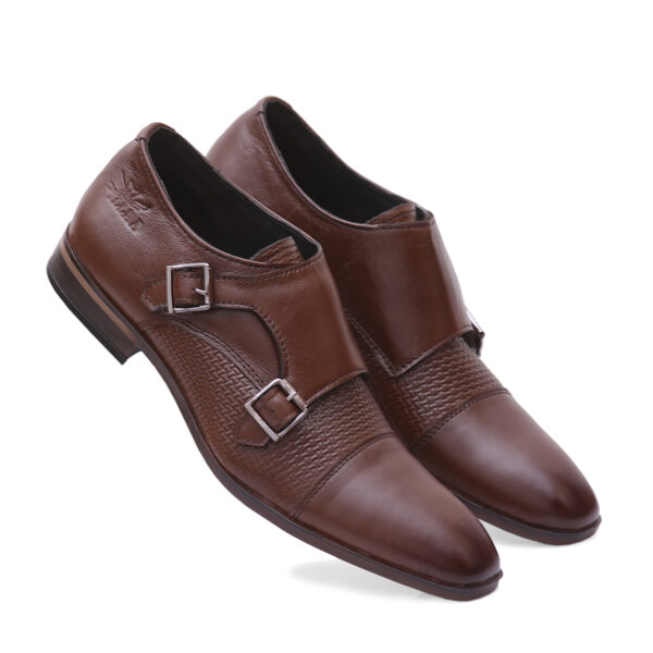 Brown Buckle-Up Shoes For Men