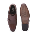 Brown Buckle-Up Shoes For Men