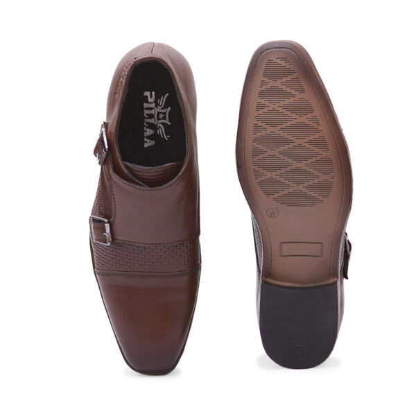 Brown Buckle-Up Shoes For Men