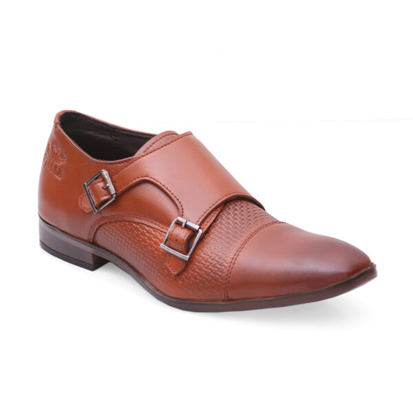 Tan Buckle-Up Shoes For Men