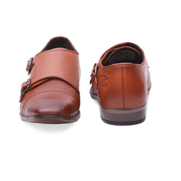 Tan Buckle-Up Shoes For Men