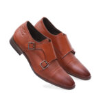 Tan Buckle-Up Shoes For Men