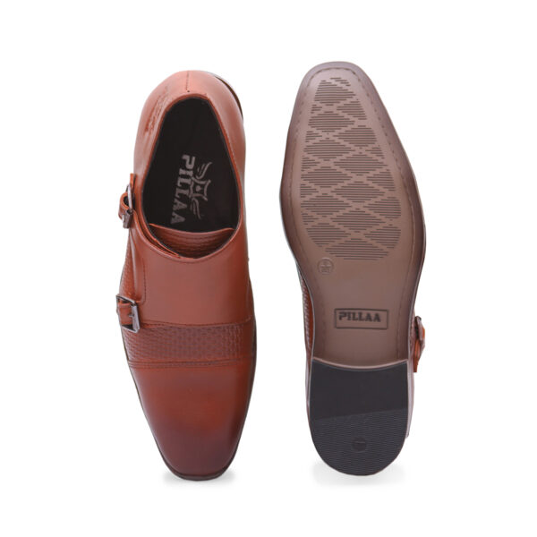 Tan Buckle-Up Shoes For Men