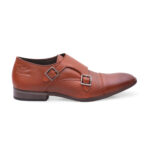 Tan Buckle-Up Shoes For Men