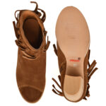 Women’s Tan Suede Fringe Peep-Toe Boots
