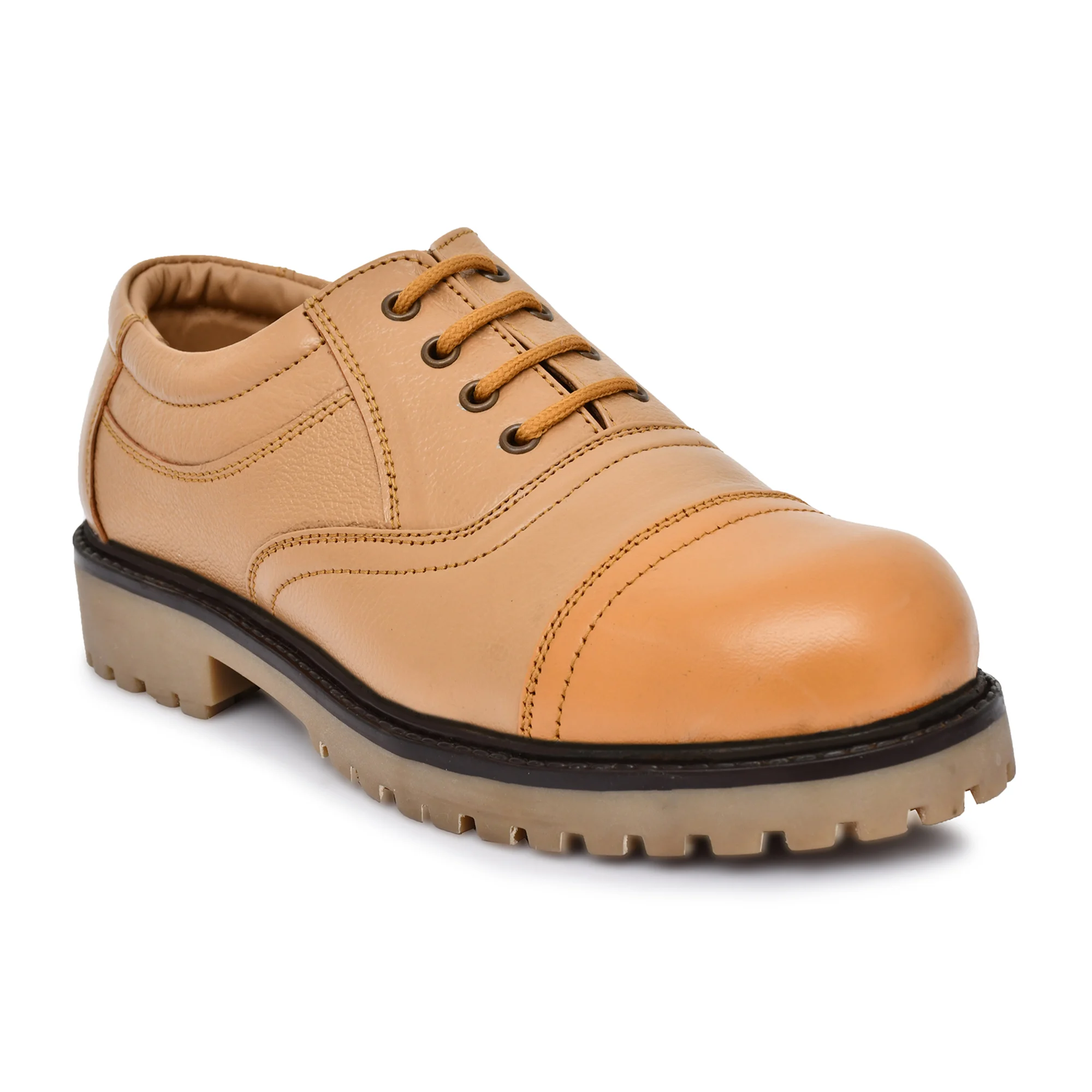 Men's Beige Leather Formal Lace-Up Shoes