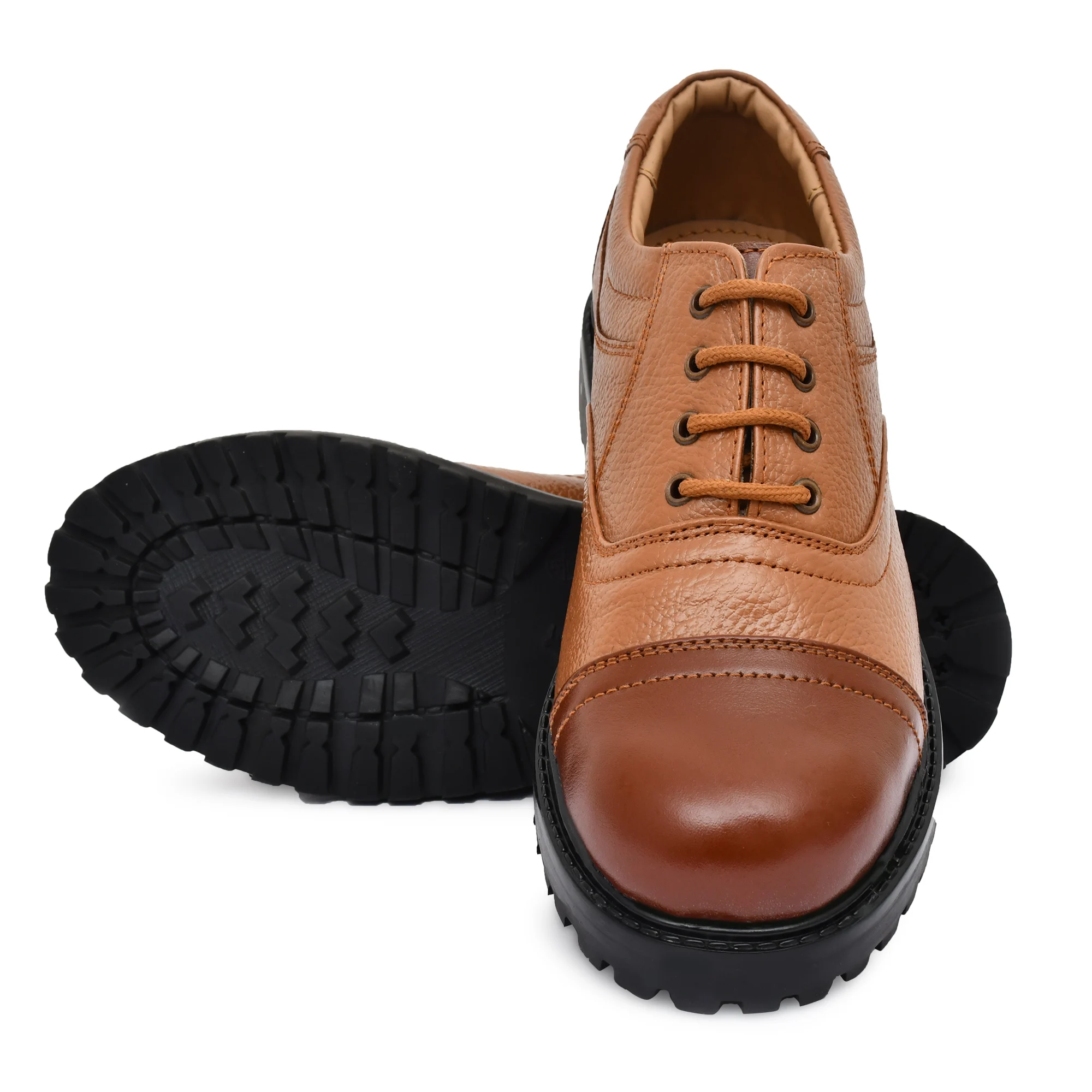 Men's Tan Leather Formal Lace-Up Shoes - Image 4