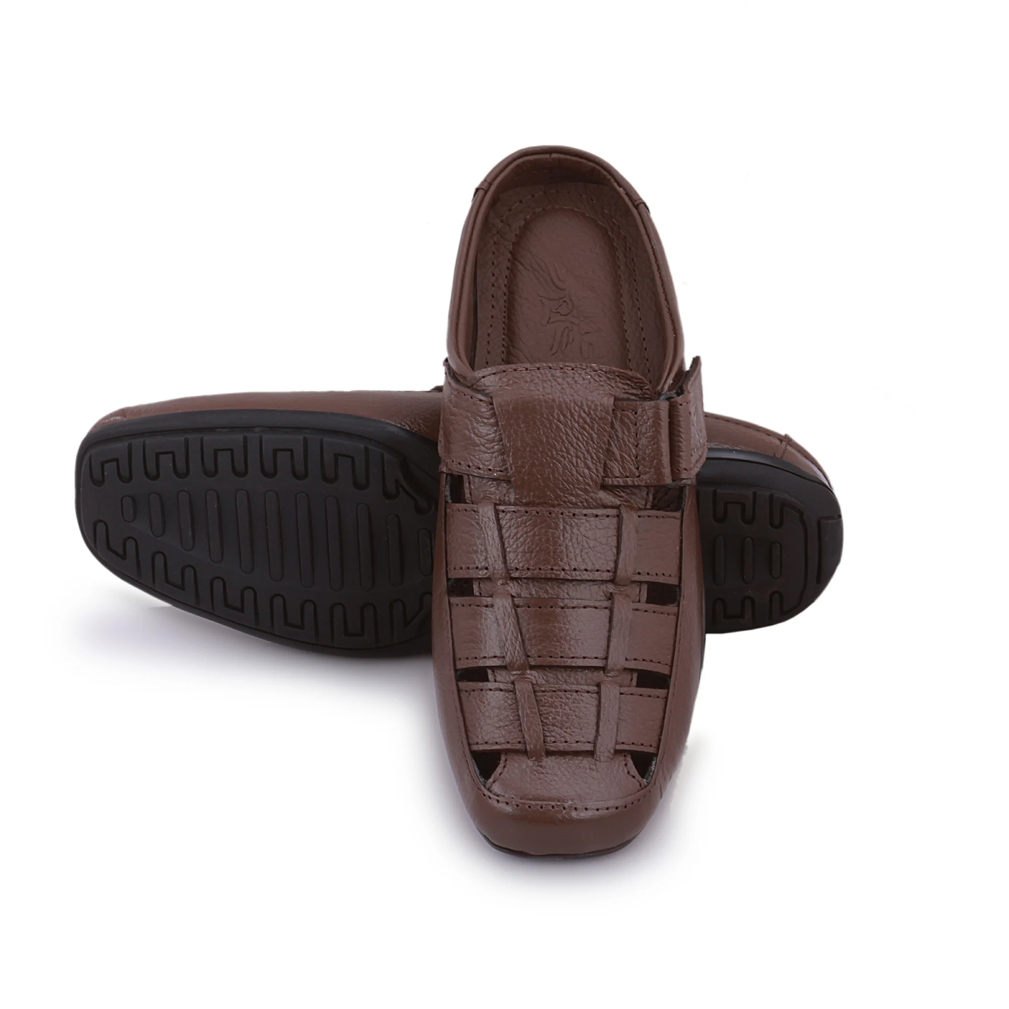 Men's Brown Leather Sandals - Image 7