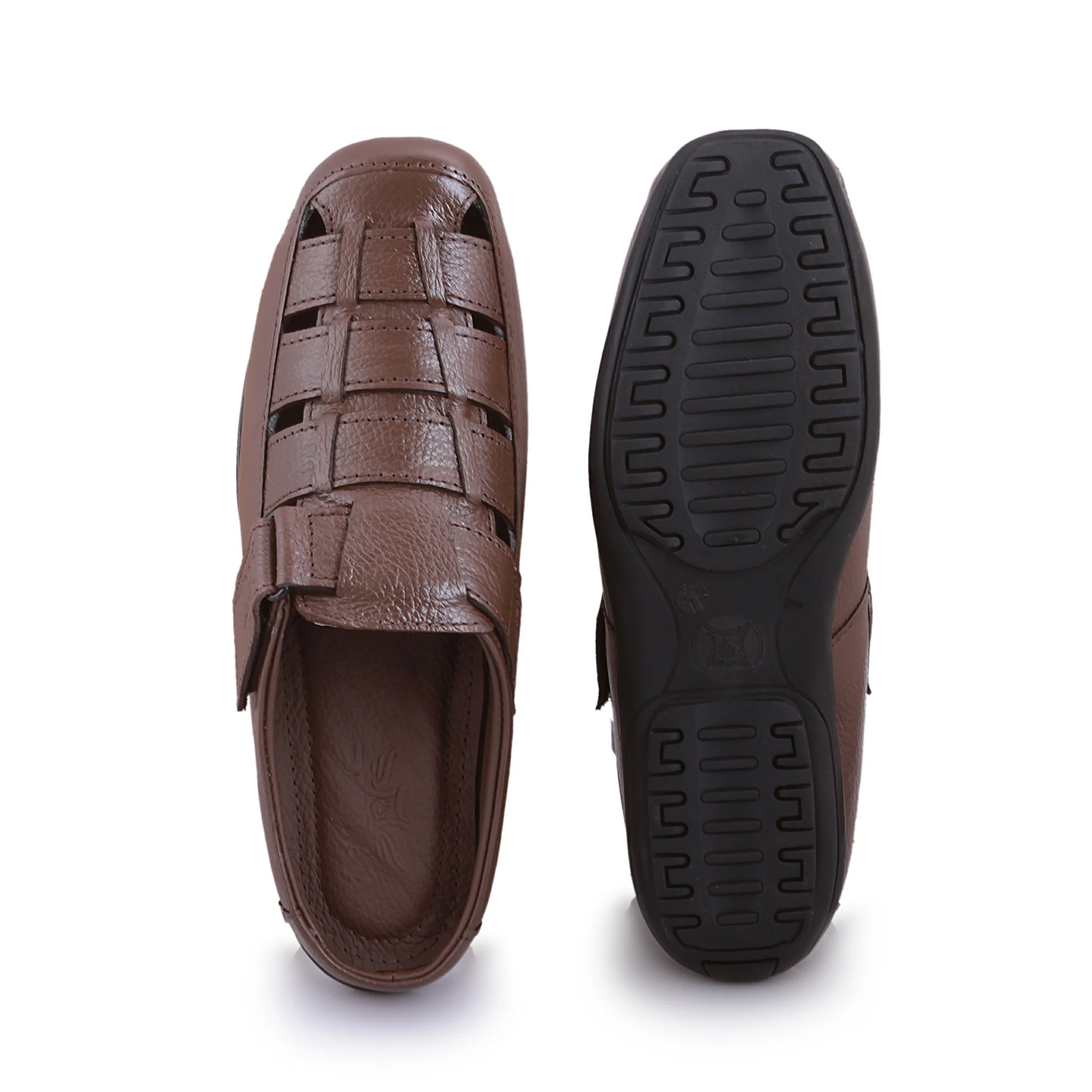 Men's Brown Leather Sandals - Image 3