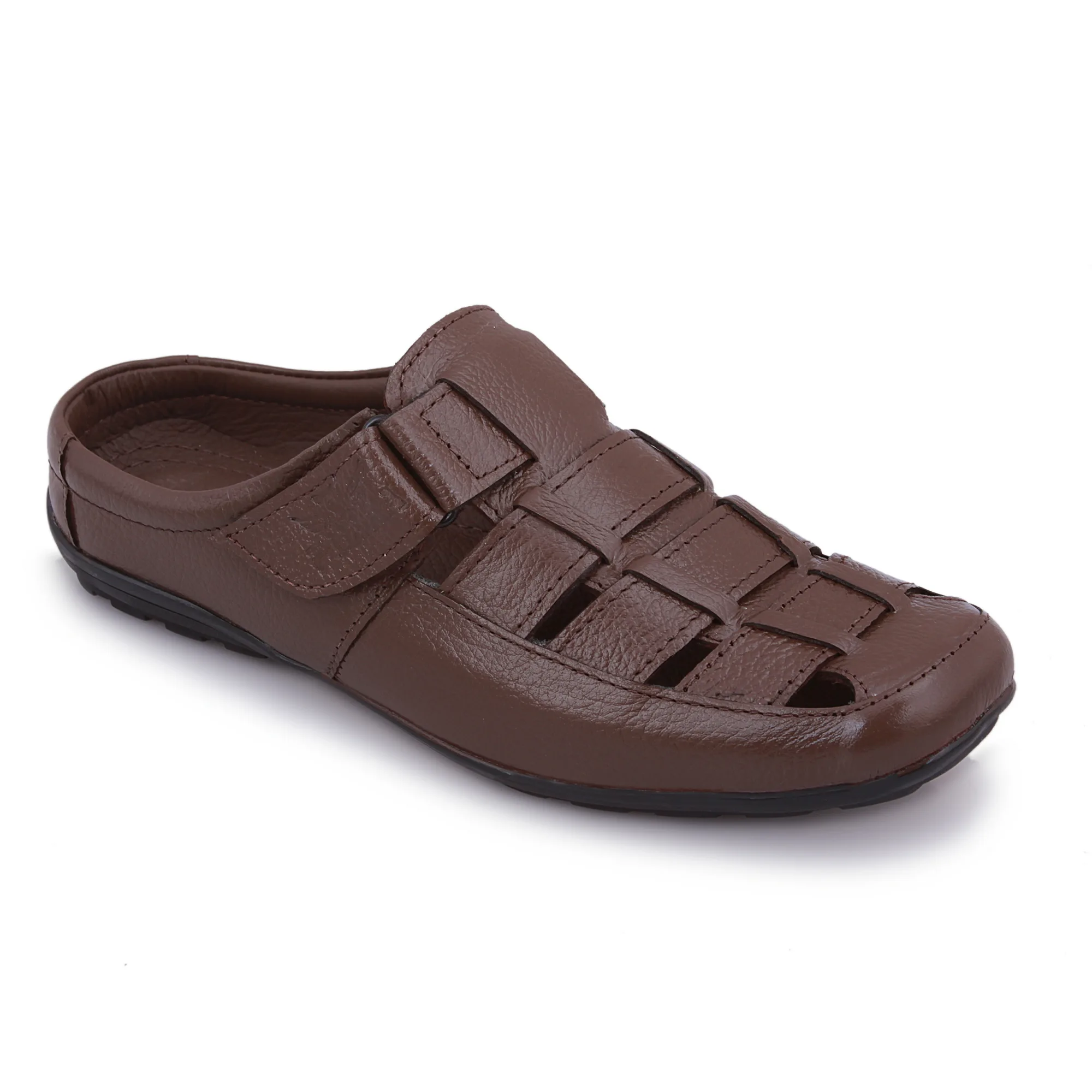 Men's Brown Leather Sandals - Image 5