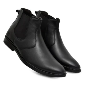 Black Men Leather Chelsea Boot