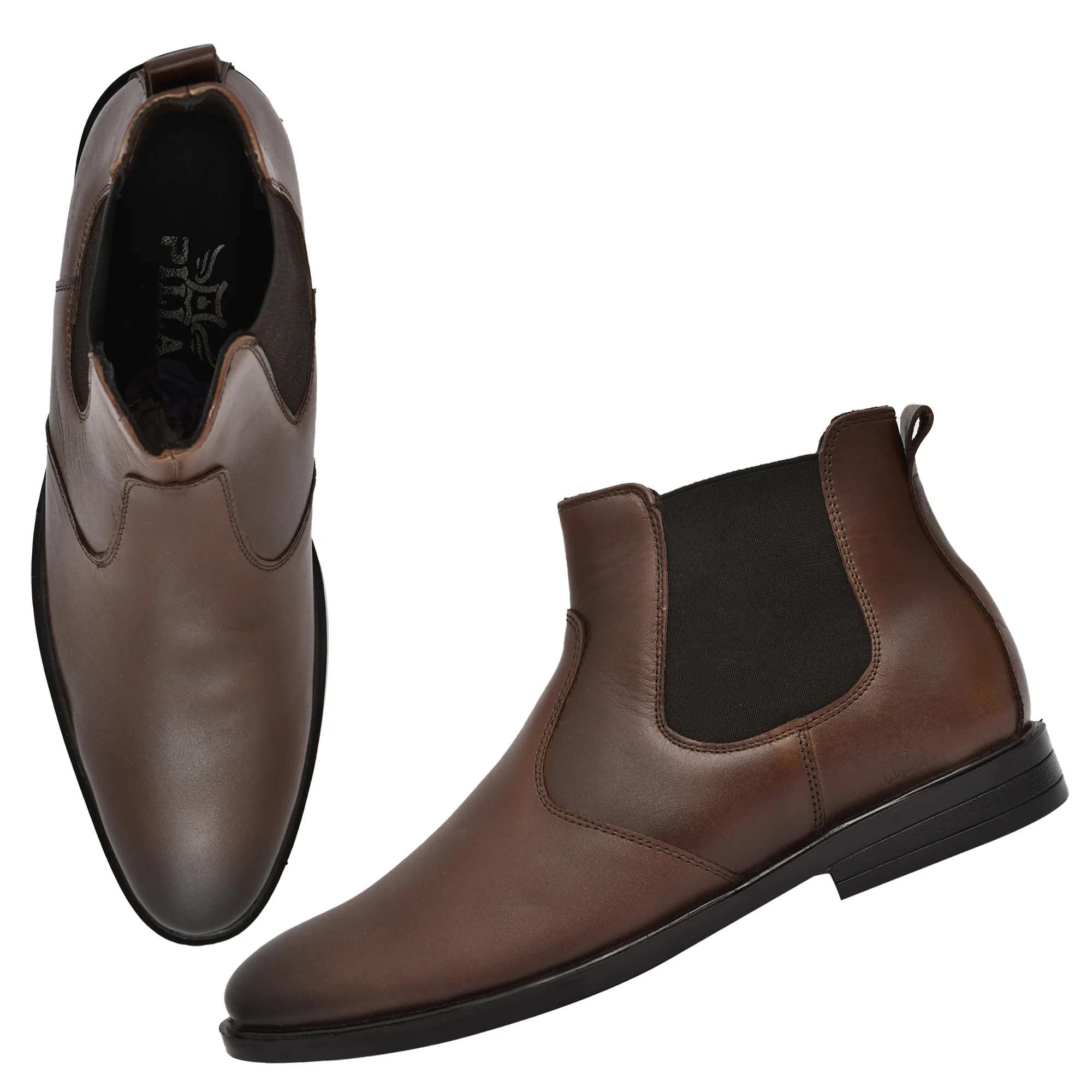 Brown Men Leather Chelsea Boot - Image 3