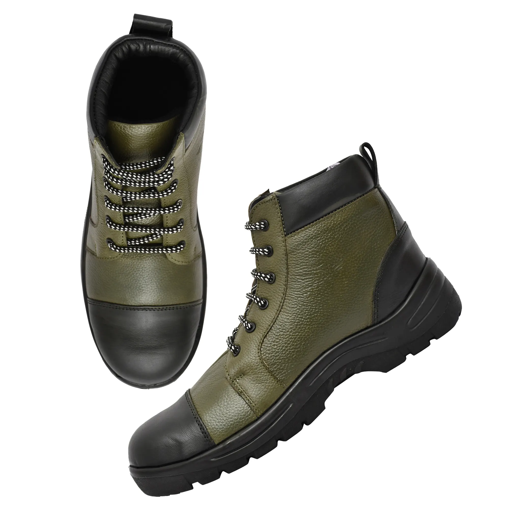 Men's Green Leather Boots - Image 3