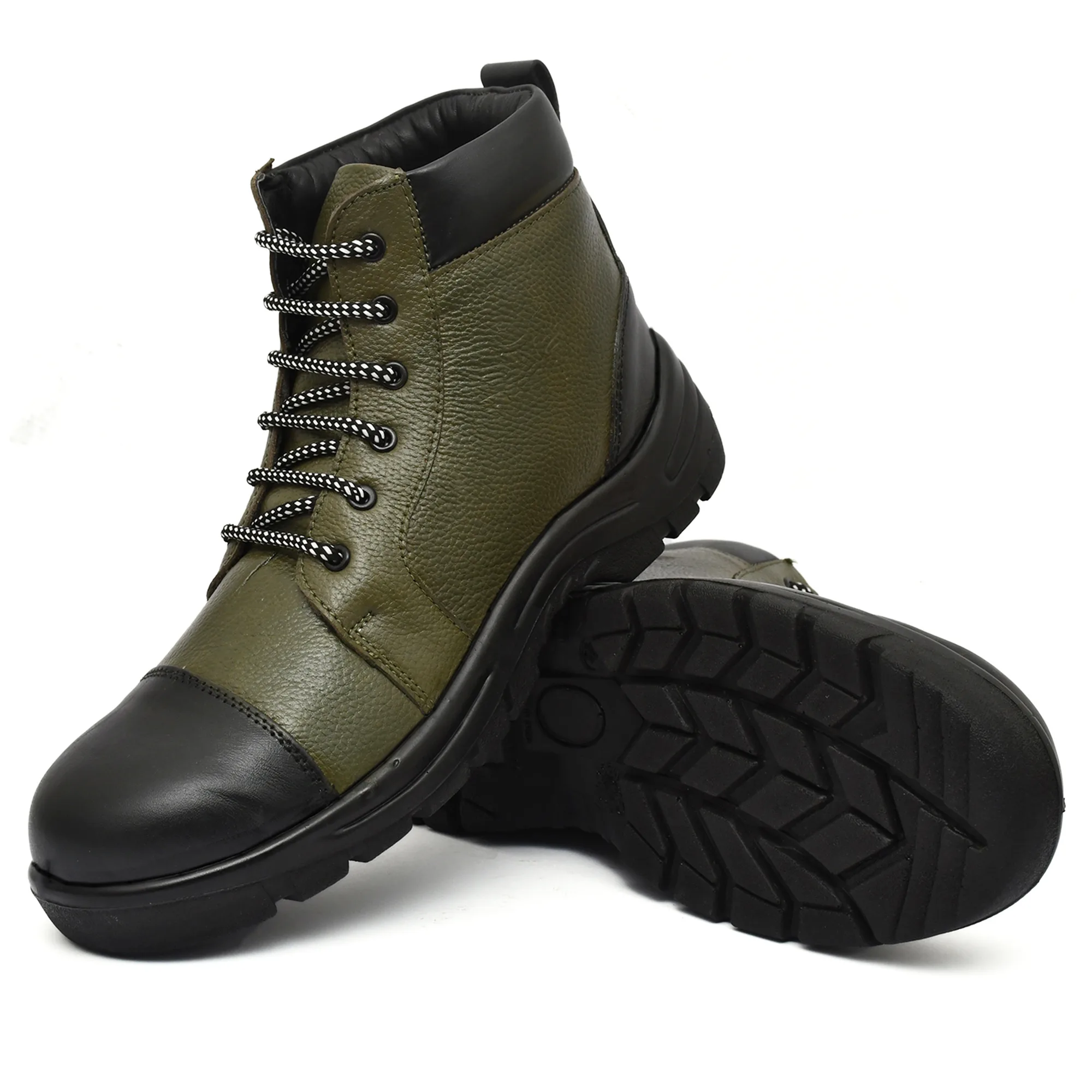 Men's Green Leather Boots - Image 5