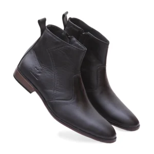 Black Leather Men Casual Boots