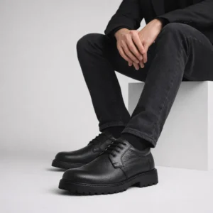 Black Men Formal Derby Leather Shoes