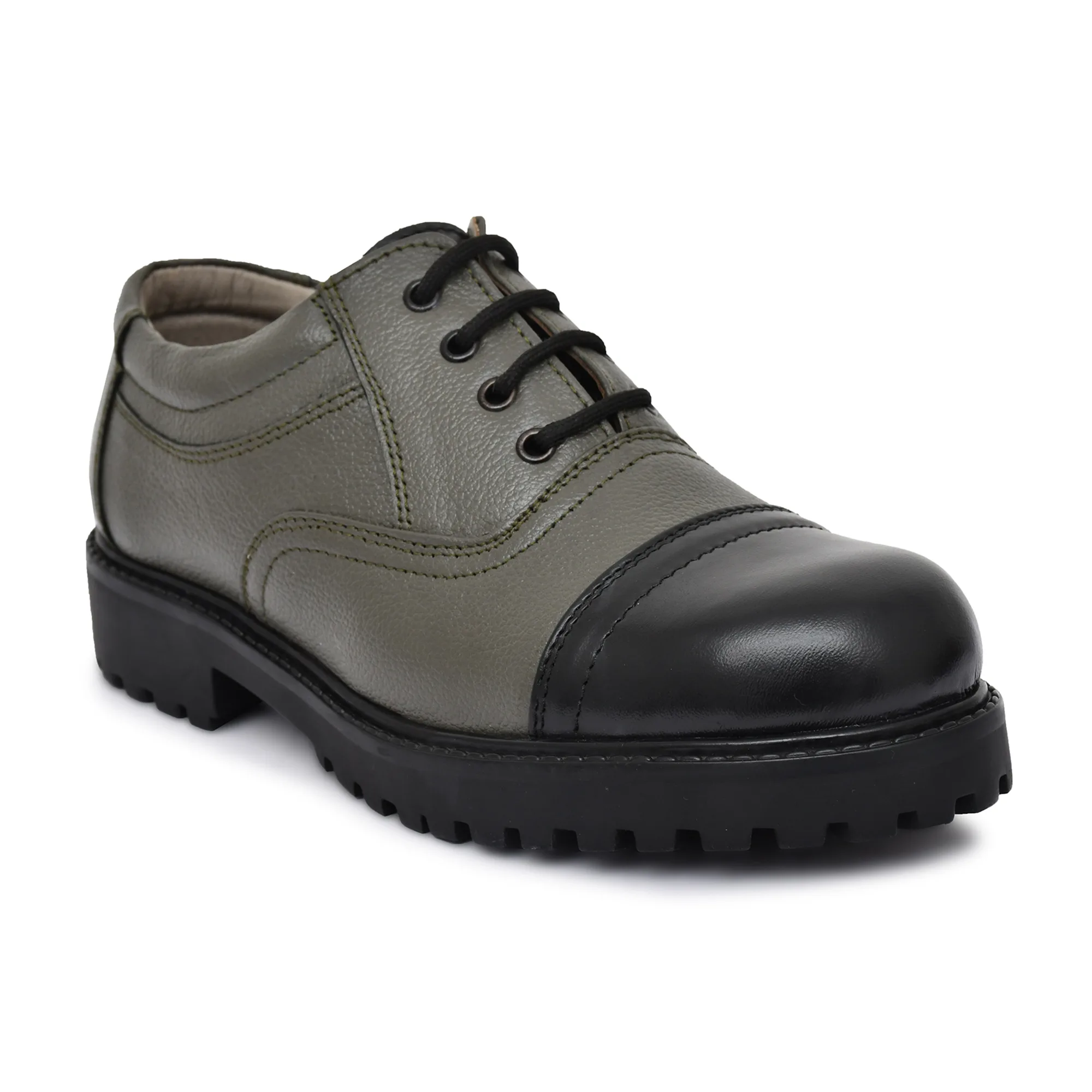 Men's Green Leather Formal Lace-Up Shoes