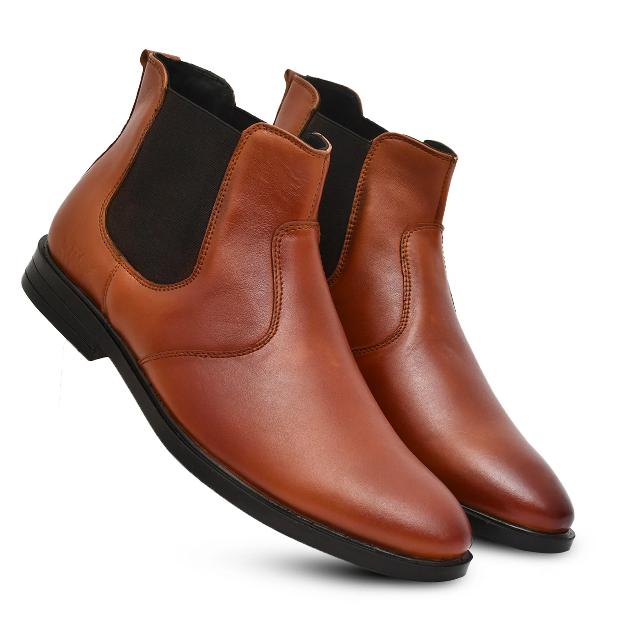 Tan Men Leather Chelsea Boot