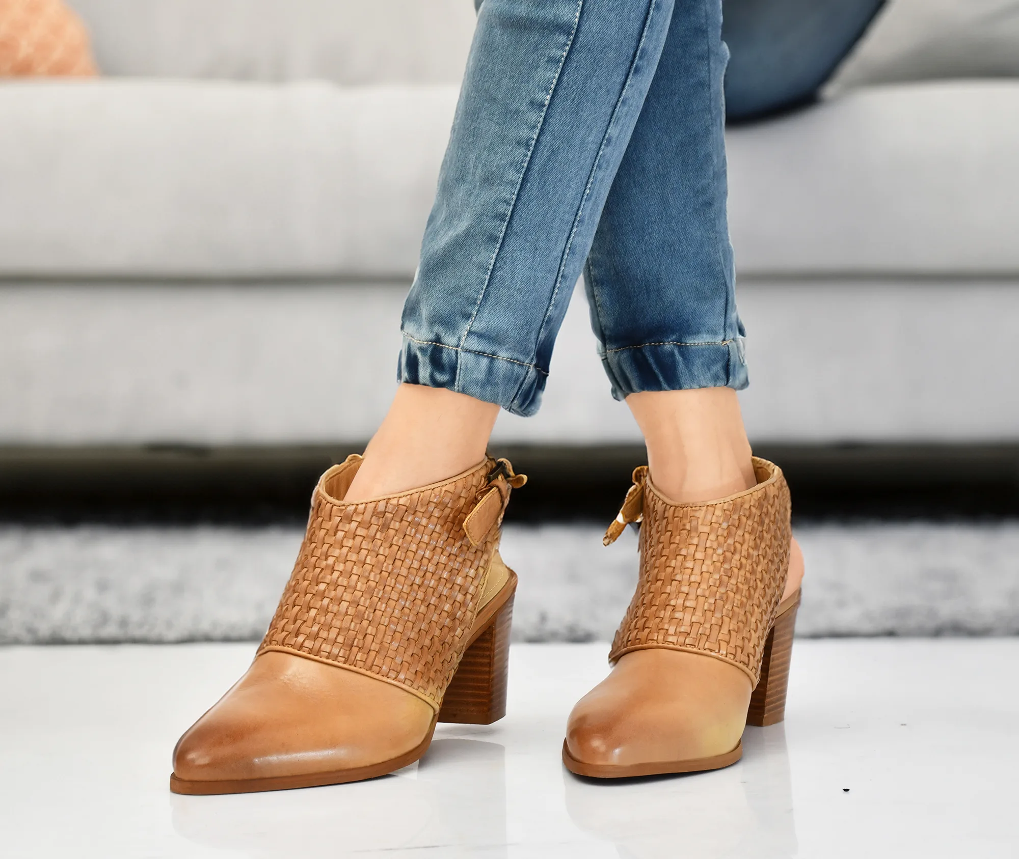 Women Beige Block Heel Sandals