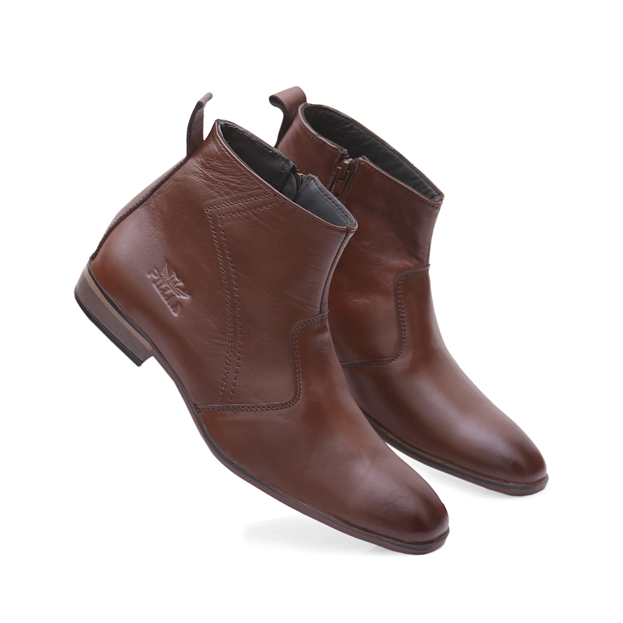 Brown Leather Men Casual Boots
